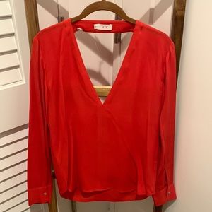 A.L.C. Long sleeve red silk top